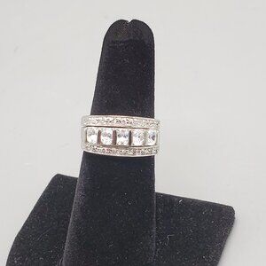 Wedding Band Engagement Ring Set Sterling Silver Size 6 CZ 925